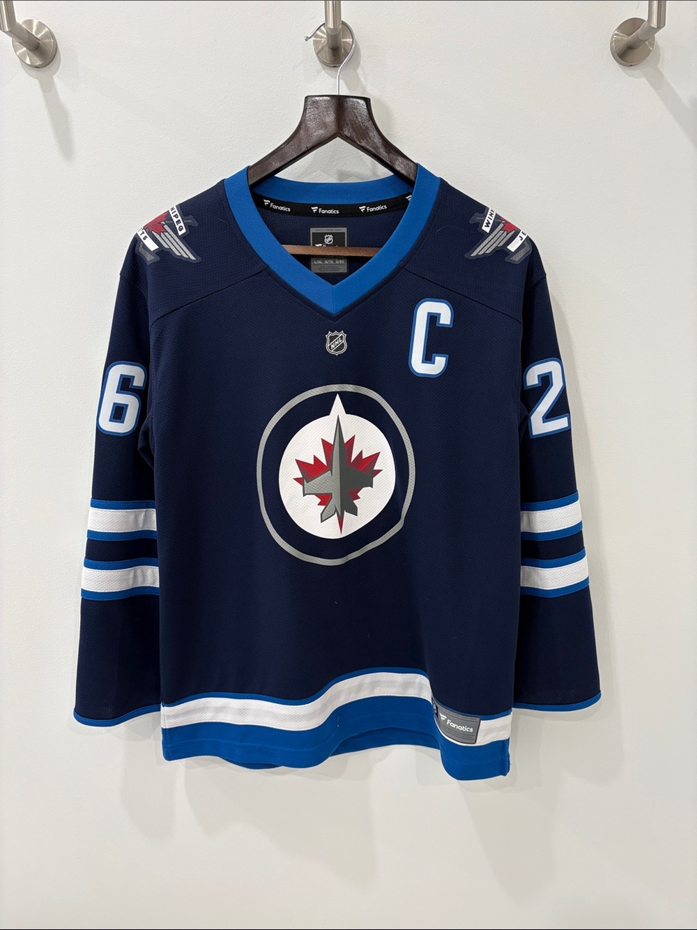 Fanatics Winnipeg Jets Navy Blue Home Jersey with White and Light Blue Accents